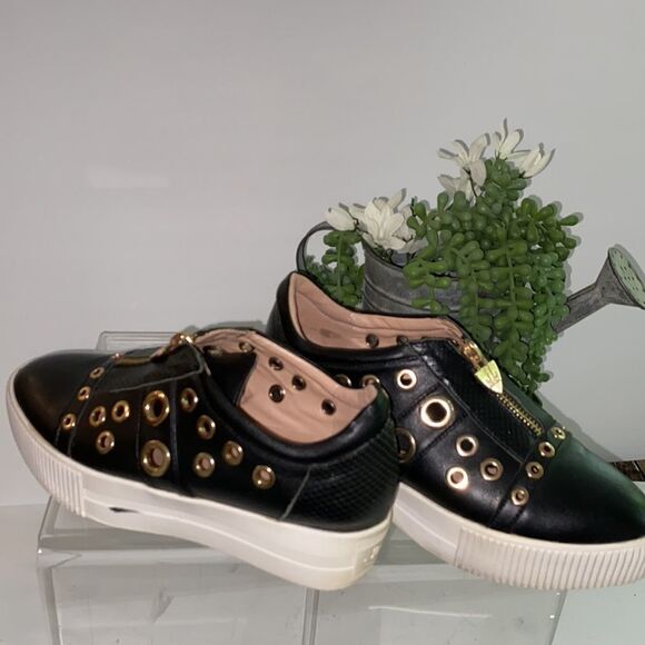 LORIBLU Platform Grommet And Zip Creeper Chunky Embellished Sneakers Black  7.5 - Picture 3 of 16